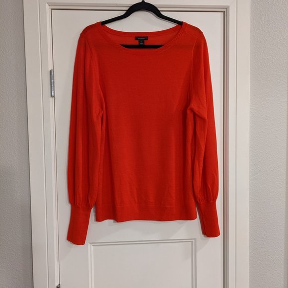 HALOGEN Red Bishop Sleeve Merino Blend Sweater SZ L - Picture 6 of 10